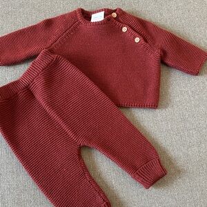 Cozy Kids Red Knit Matching Set